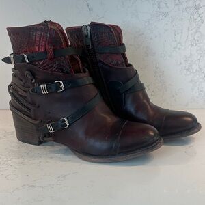 Freebird by Steven Burgundy and Black Ankle Boots